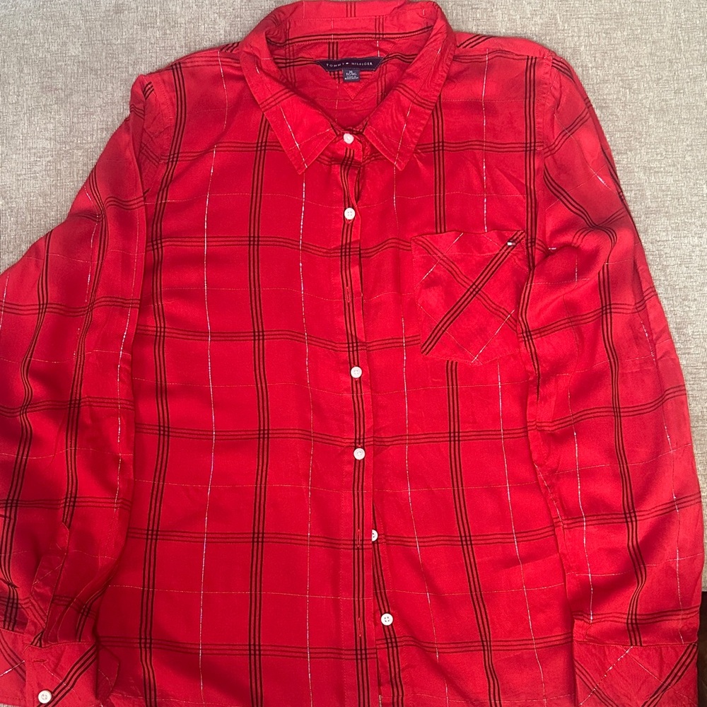 Tommy Hilfiger Red Plaid Button-Down Shirt